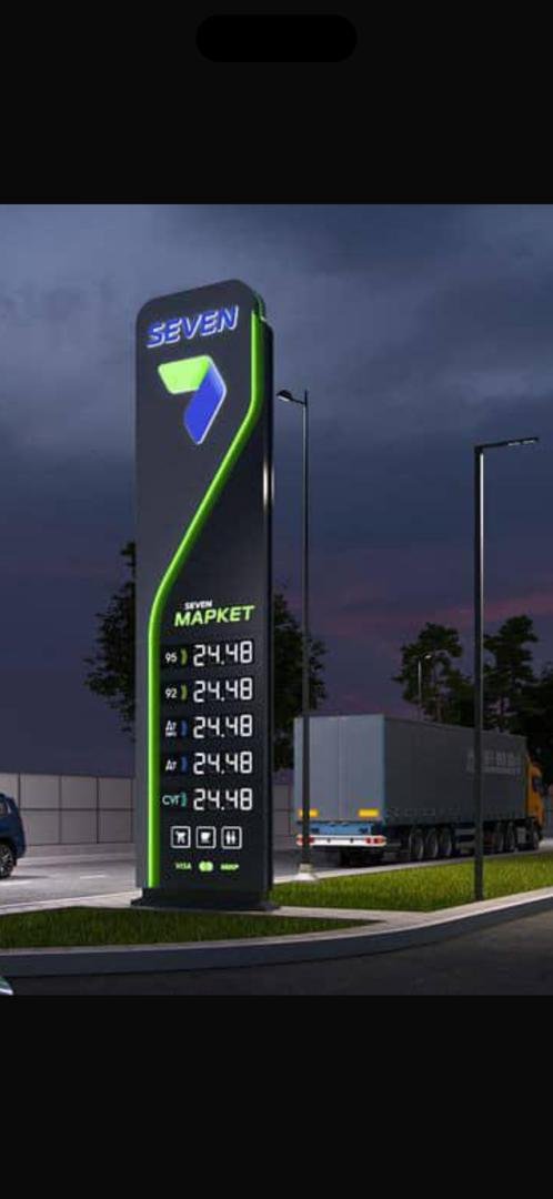 Seven Market 3D concept rendering of a modern fuel pylon sign